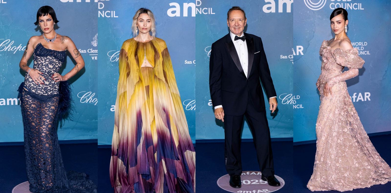 Синият килим на amfAR Gala Venice 2025 прикова погледите