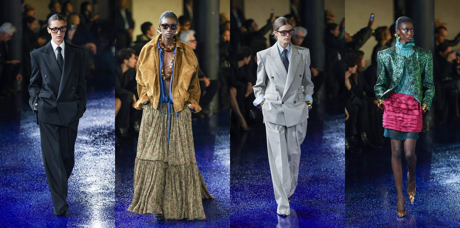 Класически костюми или бохемска визия? Saint-Laurent предлага всичко това