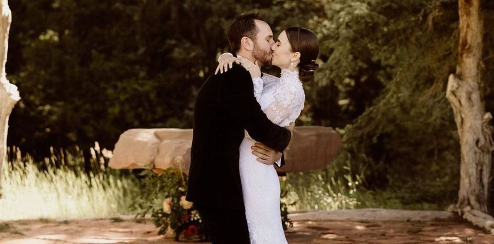 Лили Колинс се омъжи тайно, вижте снимки от красивата сватба