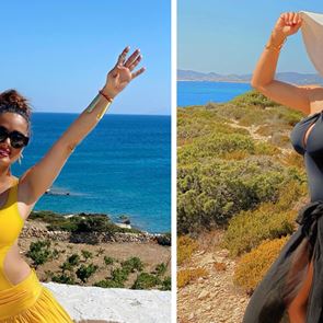 Сексапил и гръцко настроение за 54-тия рожден ден на <em>Салма</em> <em>Хайек</em>