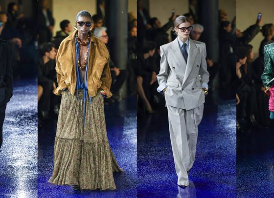 Класически костюми или бохемска визия? Saint-Laurent предлага всичко това